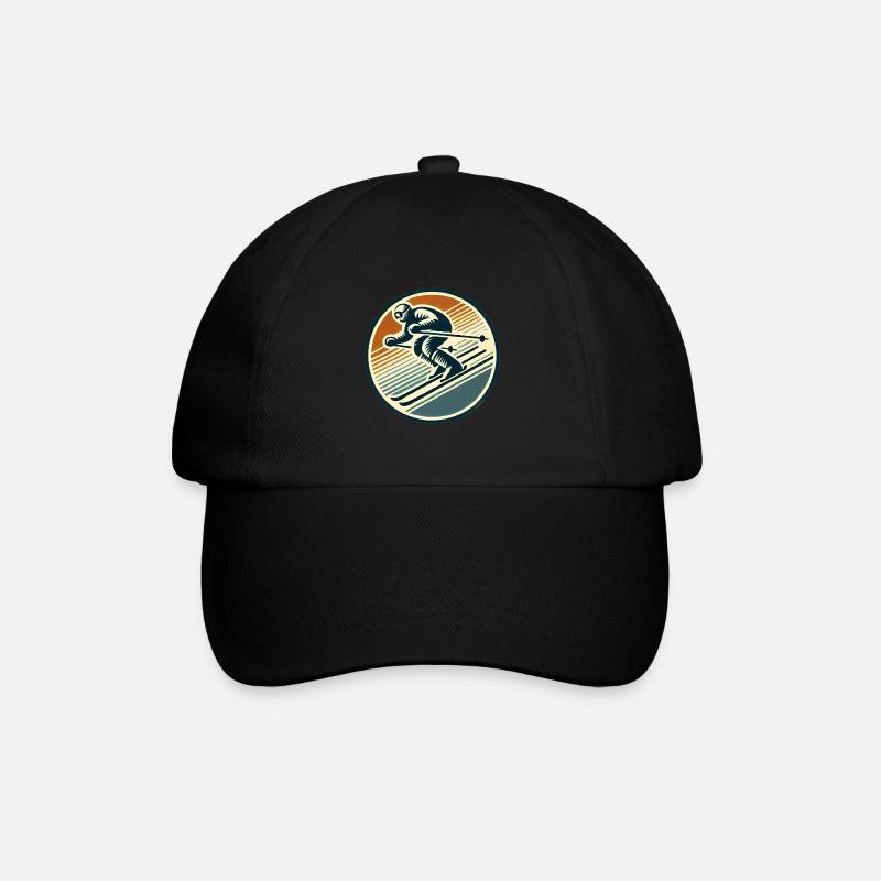 Retro-Ski-Abzeichen-Design - Baseballkappe - Schwarz/Schwarz