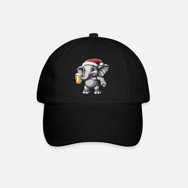 Elefant Weihnachten Bier Lustig - Baseballkappe - Schwarz/Schwarz