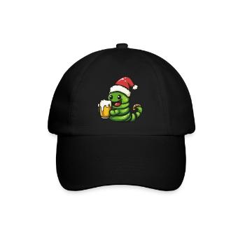 Worm Christmas Beer Funny - Baseball Cap - black/black - Front