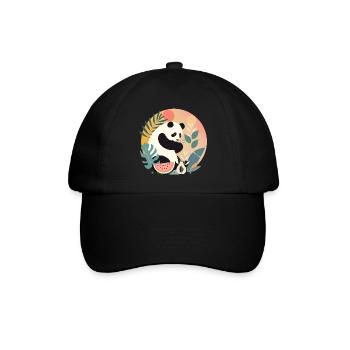 Panda with exotic plants and fruits - Baseball Cap - black/black - Front