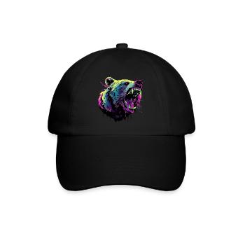 Tête d'ours furieux dans un style pop art vibrant - Casquette classique - noir/noir - Devant