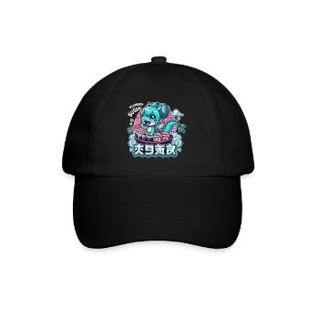 Drache Maki Sushi Kawaii Geschenk - Baseballkappe - Schwarz/Schwarz - Vorne