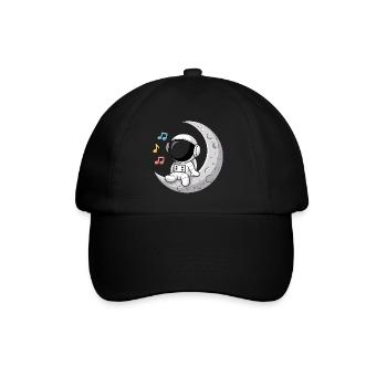 Niedlicher Astronaut auf den Mond Musik hören - Baseballkappe - Schwarz/Schwarz - Vorne