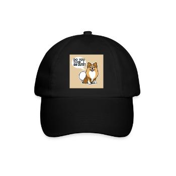 Funny Pomeranian Dog - Do You Think I Am Cute? - Baseball Cap - black/black - Front