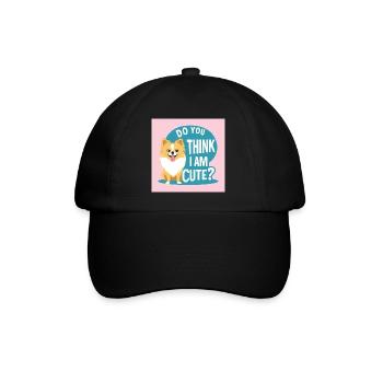 Pomeranian Dog "Do You Think I am cute?" - Baseball Cap - black/black - Front