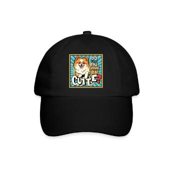 Funny Pomeranian Dog - Do You Think I Am Cute? - Baseballkappe - Schwarz/Schwarz - Vorne