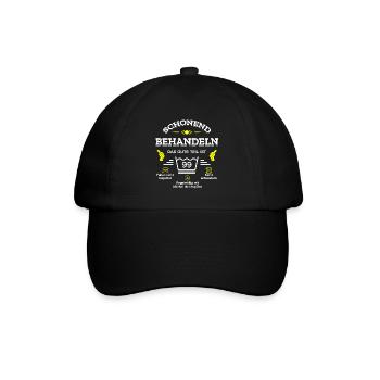 HANDLE MIT SORGFALT – 99 JAHRE PERFEKTION - Baseballkappe - Schwarz/Schwarz - Vorne