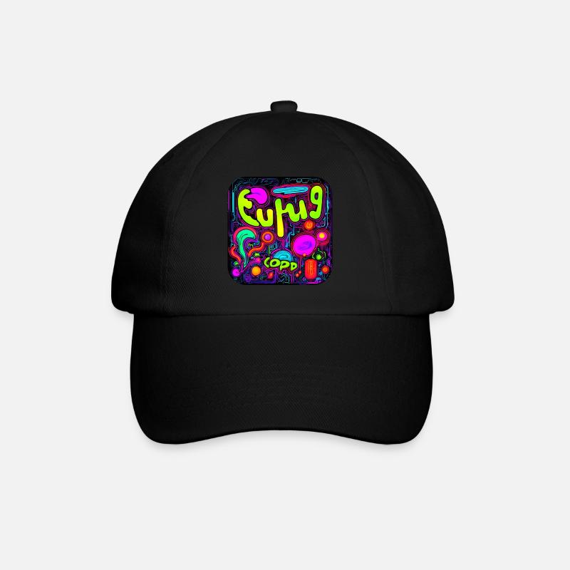 Neon Farben Leuchtend Stil UV - Baseballkappe - Schwarz/Schwarz