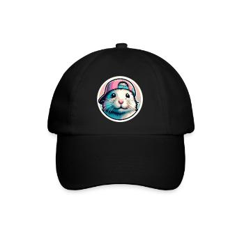 Hamster with cap in pastel - Baseball Cap - black/black - Front