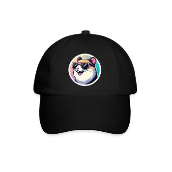 Hamster with sunglasses in pastel - Baseball Cap - black/black - Front