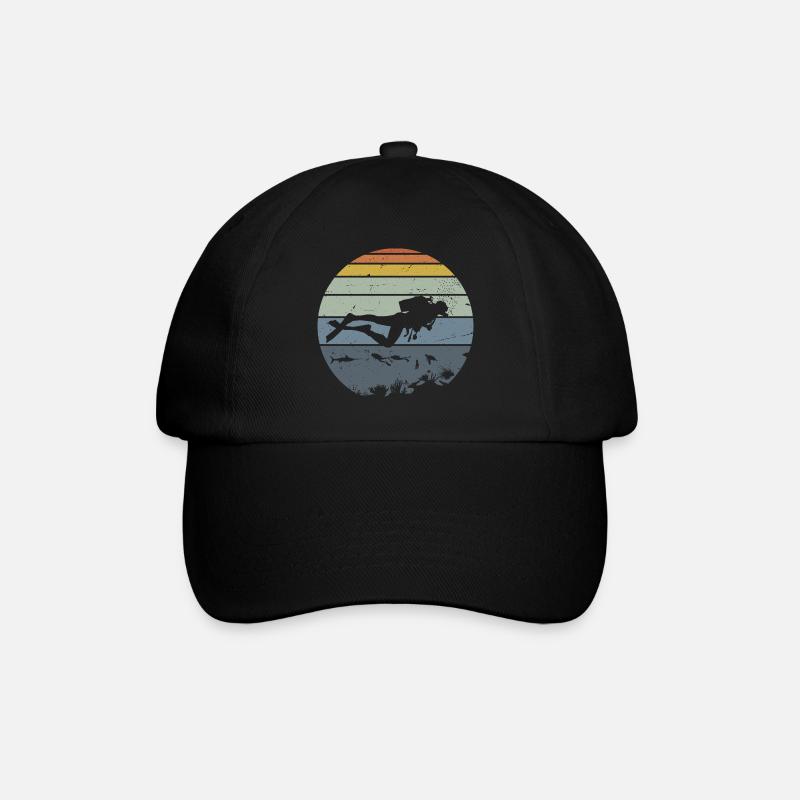Unterwassertaucher Silhouette Szene - Baseballkappe - Schwarz/Schwarz