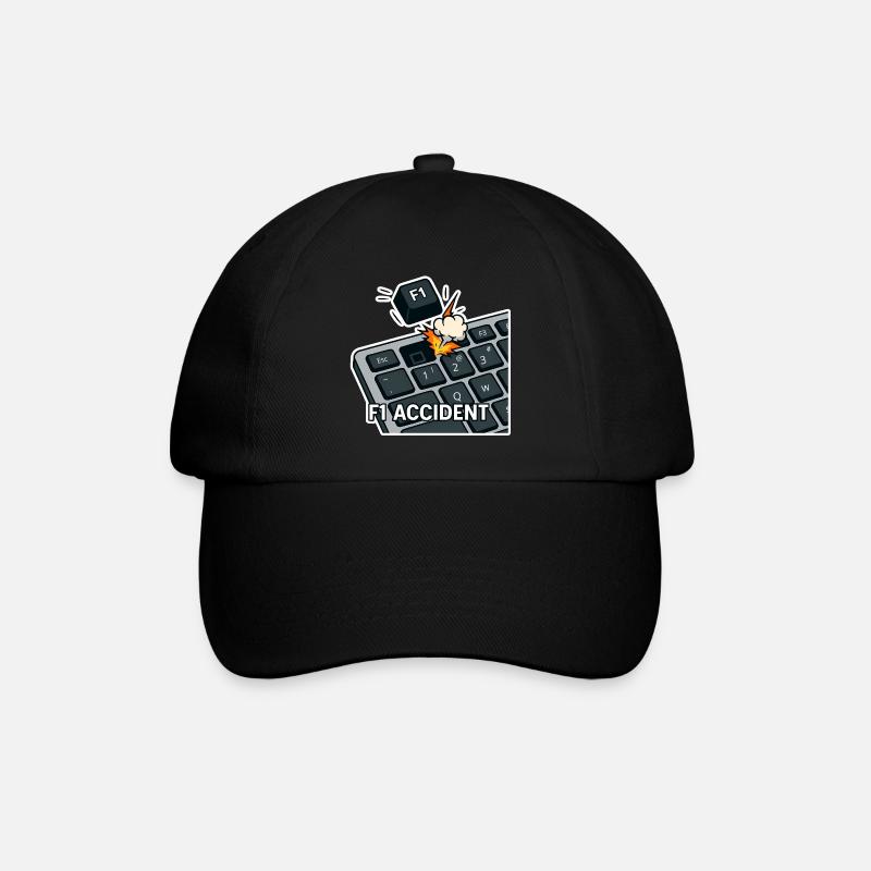 F1 accident - funny pun - Baseball Cap - black/black