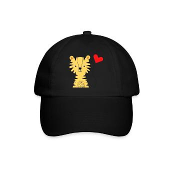 Süßer Tiger mit Herzluftballon - Babymode - Geburt - Baseballkappe - Schwarz/Schwarz - Vorne