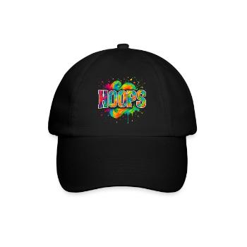 Hoops Basketball Sport Geschenkidee BBall - Baseballkappe - Schwarz/Schwarz - Vorne