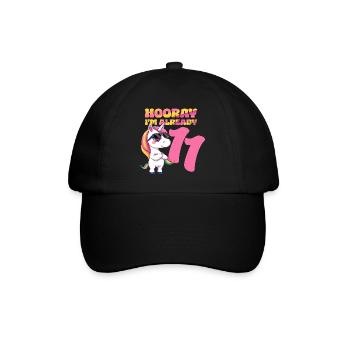 11 Jahre Mädchen Geburtstag Einhorn Motto Unicorn - Baseballkappe - Schwarz/Schwarz - Vorne