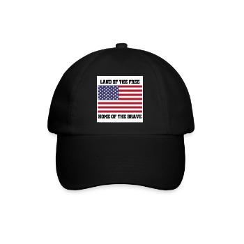 Patriotic American Flag with Bold Text - Baseball Cap - black/black - Front