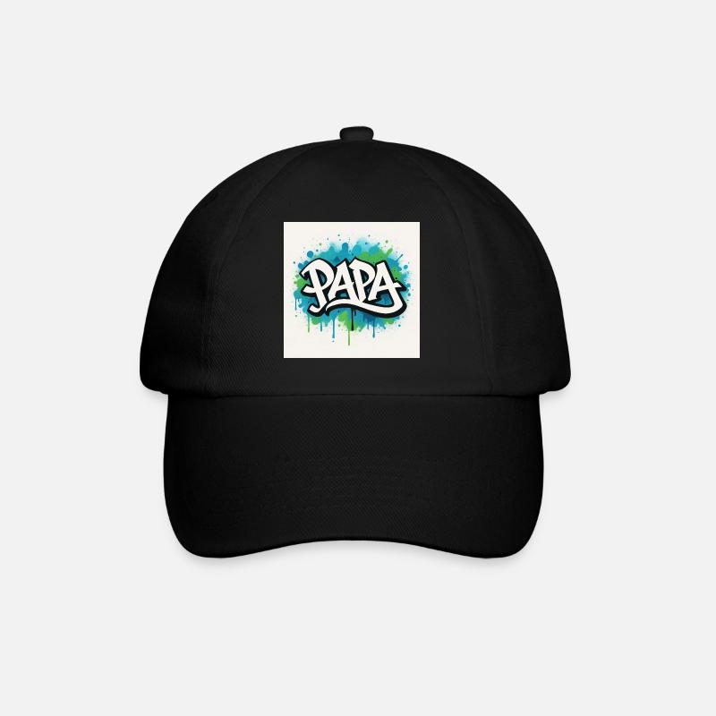 Graffiti Stil Papa Illustration - Baseballkappe - Schwarz/Schwarz