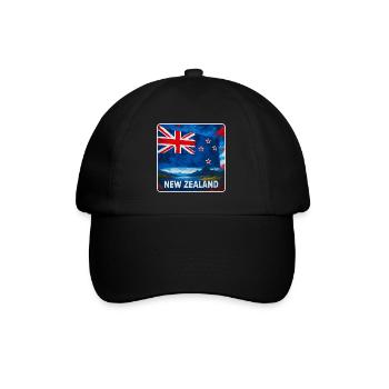 Neuseeland Flaggen Design - Baseballkappe - Schwarz/Schwarz - Vorne