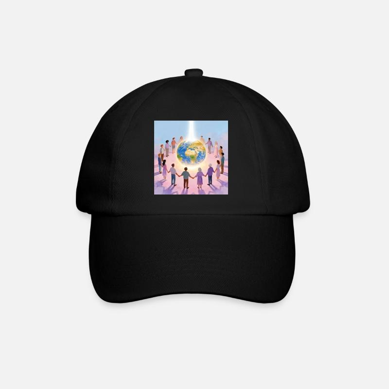 Earth surrounded by community - Baseball Cap - black/black
