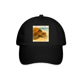 Tortue aquarelle près de la plage - Casquette classique - noir/noir - Devant