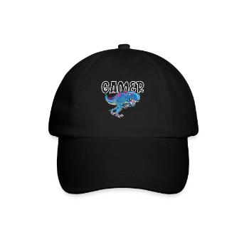 Gamer Gaming T_Rex - Baseballkappe - Schwarz/Schwarz - Vorne