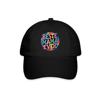 Beste Mama Ever Regenbogen Design - Baseballkappe - Schwarz/Schwarz - Vorne
