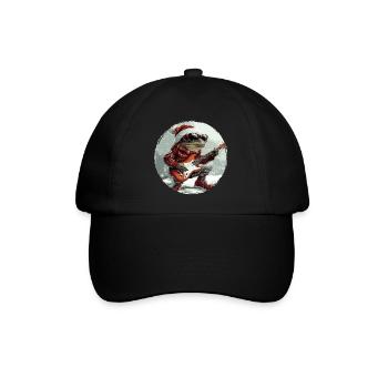 Frosch Weihnachten Gitarre - Baseballkappe - Schwarz/Schwarz - Vorne