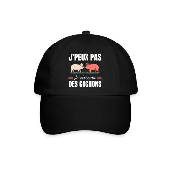 J’Peux Pas Je M’Ocupe Des Cochons - Casquette classique - noir/noir - Devant