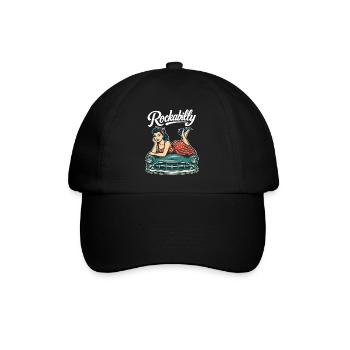 Cadeau rétro pin-up de voiture vintage rockabilly - Casquette classique - noir/noir - Devant