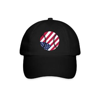 USA Patriotic Softball American Flag Sports Art - Baseball Cap - black/black - Front