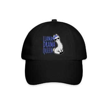 Lama Drama Queen Cool Sonnenbrille Sitzend Lustig - Baseballkappe - Schwarz/Schwarz - Vorne