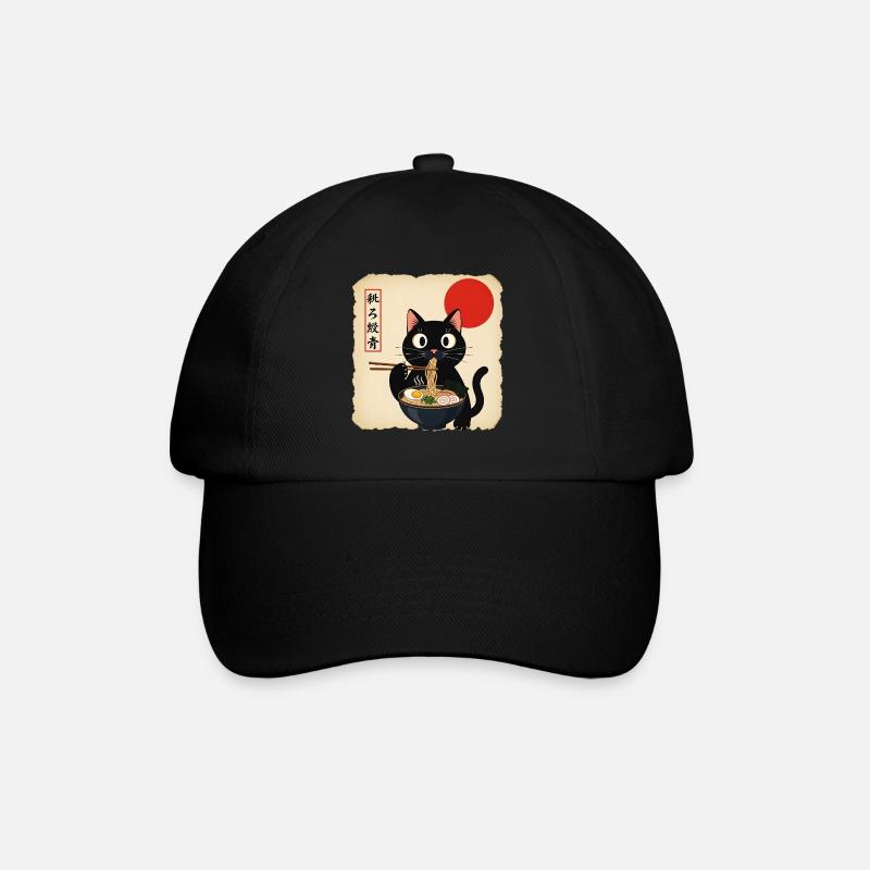 Katzensuppe mit roter Sonne - Baseballkappe - Schwarz/Schwarz