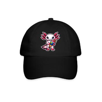 Axolotl with school cone for school enrollment - Baseball Cap - black/black - Front