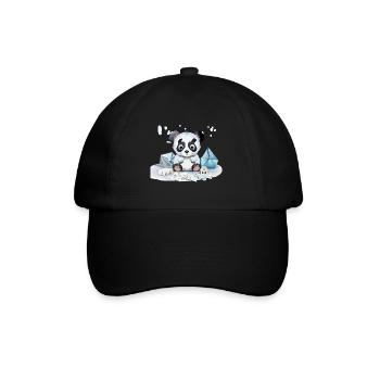 Kuschelpanda im Eisschatz - Baseballkappe - Schwarz/Schwarz - Vorne