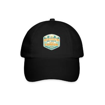 Camping-Humor: Therapie ade - Baseballkappe - Schwarz/Schwarz - Vorne