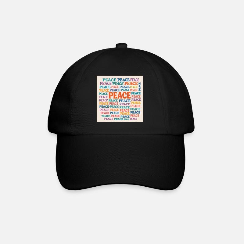 Peace Mosaic Farb-Typo Muster - Baseballkappe - Schwarz/Schwarz