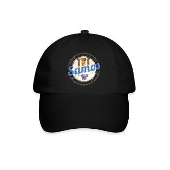 Samos Insel in Griechenland Vintage Souvenir - Baseballkappe - Schwarz/Schwarz - Vorne