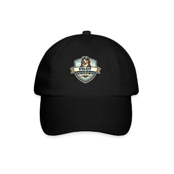 Dog Pilot Badge Cartoon - Baseball Cap - black/black - Front