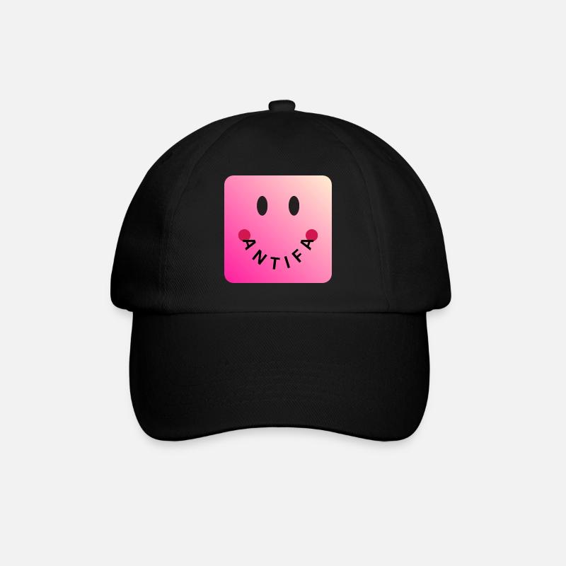 Friendly Antifa Pink | Gradient Smile Typo - Baseballkappe - Schwarz/Schwarz