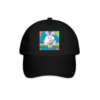 Cute Bunny Funny Boba Bubble Tea - Baseball Cap - black/black - Front