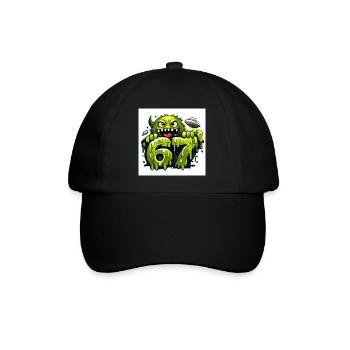 Green Slime Monster 67 - Baseball Cap - black/black - Front