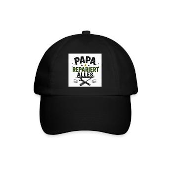 Papa repariert alles - Baseballkappe - Schwarz/Schwarz - Vorne