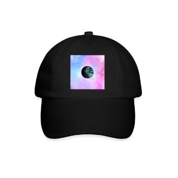 Globe terrestre devant une galaxie pastel - Casquette classique - noir/noir - Devant