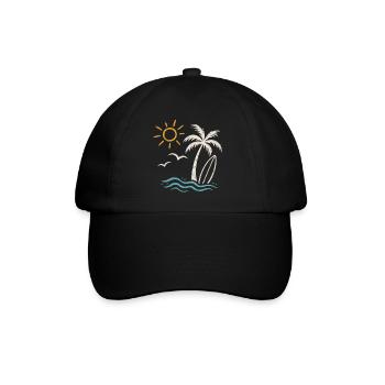 Summer Beach Surf – Palm, Waves & Sun - Baseball Cap - black/black - Front