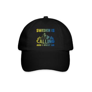 Ich muss wieder nach Schweden - Baseballkappe - Schwarz/Schwarz - Vorne