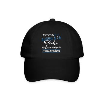 100% accro à la pêche à la carpe - Casquette classique - noir/noir - Devant
