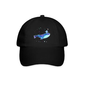 Blue whale pattern pastel tones - Baseball Cap - black/black - Front
