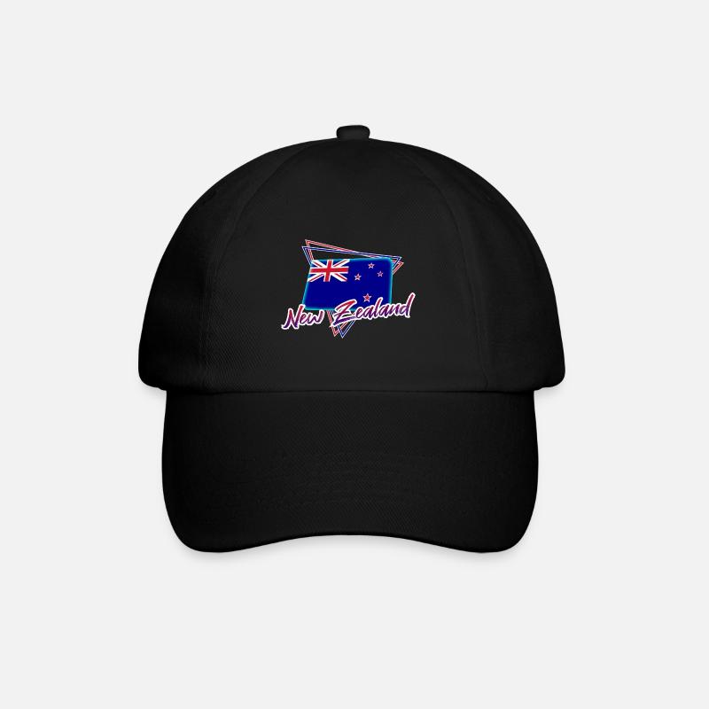 Neuseeland - Baseballkappe - Schwarz/Schwarz