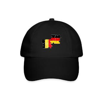 Belgien Deutschland Flagge Belgisch Deutsch - Baseballkappe - Schwarz/Schwarz - Vorne