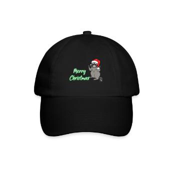 Joyeux Noël raton laveur avec bonnet de père Noël - Casquette classique - noir/noir - Devant